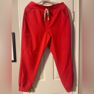 Figs Neon Red Scrub Pants
